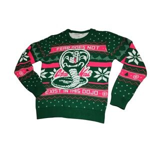 Mens Cobra Kai Christmas Sweater L Ugly‎ Holiday Karate Dojo Knit Green Red
80s